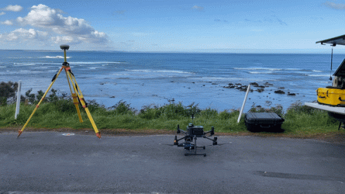 Coastal erosion inspection drone gif.