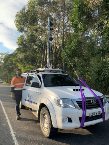 Slope assessment vehicle with experienced inspection person.