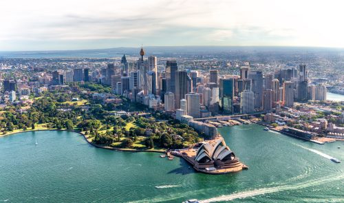 Aerial view of Sydney Harbor in daylight