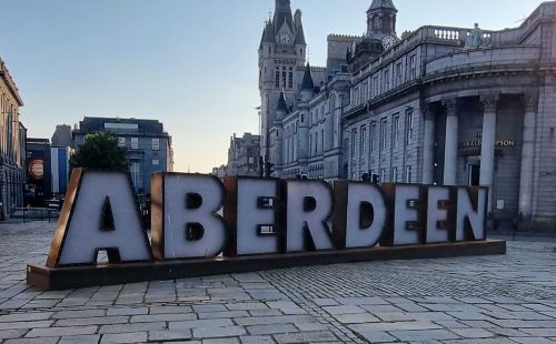 An image of the Aberdeen sign in Aberdeen, Scotland
