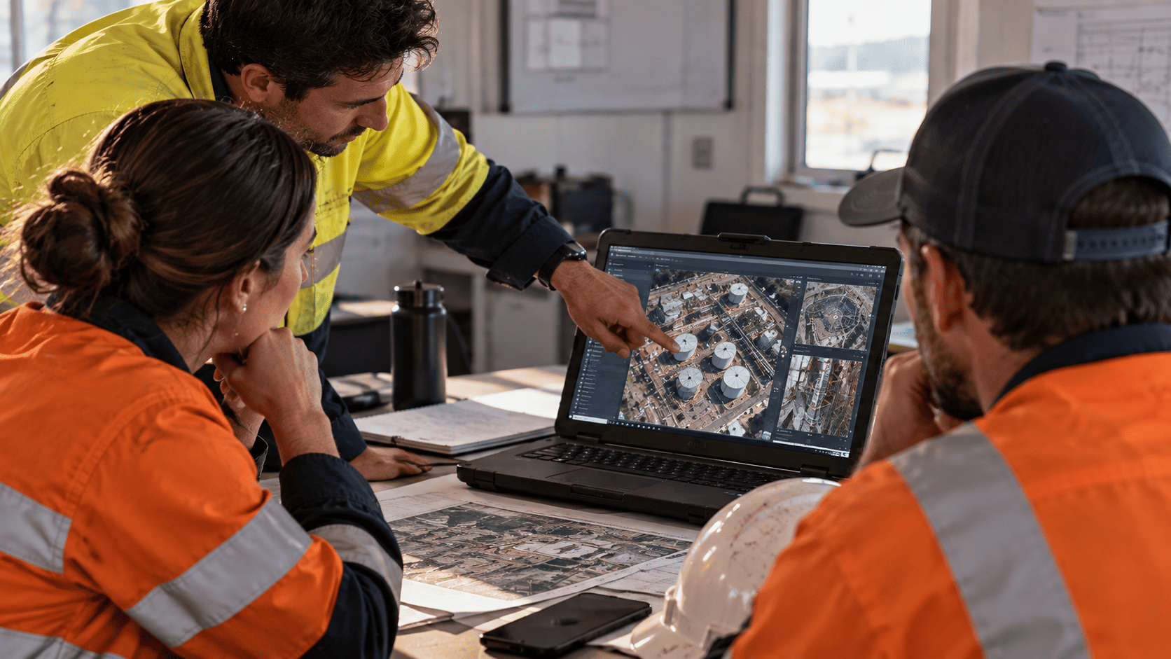  Drone collecting high-resolution inspection data from industrial infrastructure
