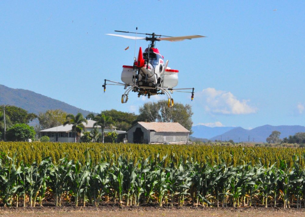 Single rotor drone type being used for agriculture in Australia.